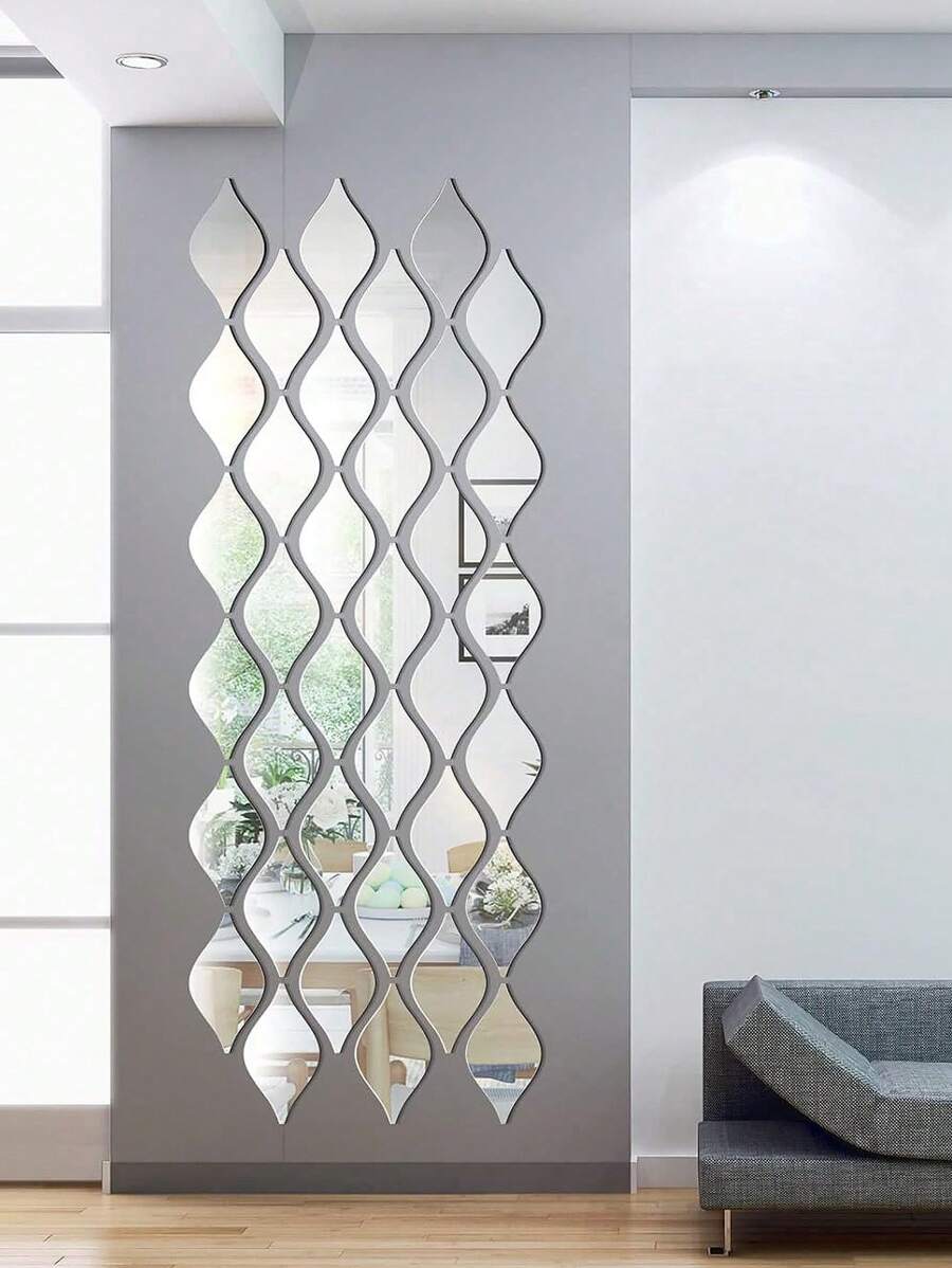 10pcs/15pcs/20pcs Self-Adhesive Teardrop Mirror Decorative Acrylic Wall Stickers For Home Decor, Mirror Background Gifts Birthday Graduation Room Decor Wall Decor Bathroom Decor Bedroom Decor Room Decoration Stuff Living Room Decor House Decor Home Decor Living Room Wall Art Wall Paper Personalised Stickers Mirror Wall Wall Mirror Mirror For Room - Silver - View 1