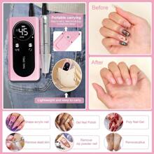 LIMEGIRL 45000 Rpm 專業電動美甲磨甲機套裝，美甲修甲機，美甲足部護理套組，家用與沙龍用美甲磨甲套組，美甲拋光工具，壓克力貼片美甲，情人節禮物 - 粉色 - 查看 5
