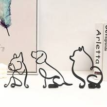 Escultura de pared de arte metálico abstracto de perro, arte minimalista, ornamento creativo exquisito para decoración de escritorio de oficina y hogar, decoración de pared para sala de estar, el mejor regalo
