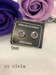 Women's And Men's Earring Point Of Light Zirconia Stone/Stainless Steel/3mm-10mm - 9mm - 查看 1