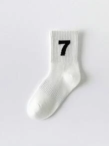 4 Pairs Boys' Simple Numeric Print Mesh Sports Socks, Casual Style, Spring/Summer