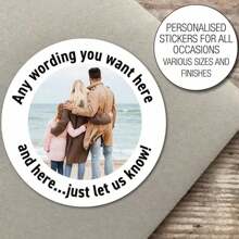 30-1000 Pieces Personalised Photo Stickers Labels, Wedding Stickers, Photo Labels, Birthday Party Stickers, Personalised, Custom