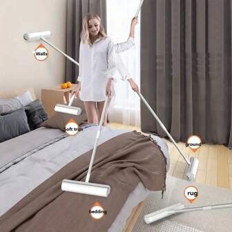 Long Handle Sticky Lint Roller Diagonal Tear Design Lint Roller Hair Device Pet Fur Decontamination Roller Sofa Carpet Dust Roller Tacky Roller