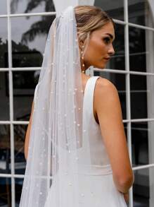 1 Pc Pearl Cathedral Length 3M(118inch) Wedding Bridal Veil With Metal Comb For Bride Party Prom White Ivory