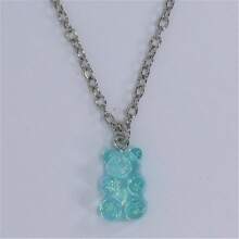 时尚糖果色可爱熊链吊坠项链 女士动物熊首饰 最佳朋友生日派对礼物