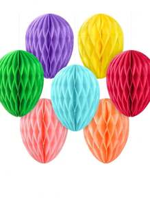 1pc Easter Theme Rabbit Decor Cute Egg Honeycomb Ball, Spring/Summer Birthday Party Decoration, Egg-Shaped Paper Honeycomb Ball Hanging Decor, Suitable For Easter, Birthday, Holiday Party, Indoor/Outdoor Hanging Decor, Home Porch, Dining Table Centerpiece, Display Cabinet, Fireplace, Event Atmosphere Setting, Family Gathering