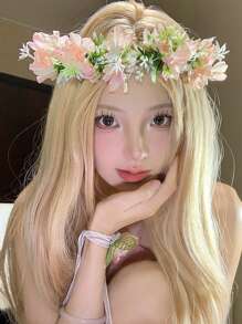 1 pièce Bandeau fleuri de la forêt des fées, bande de cheveux florale réaliste pour femmes, décoration de mariage, fête, anniversaire, princesse, séance photo, accessoire de voyage