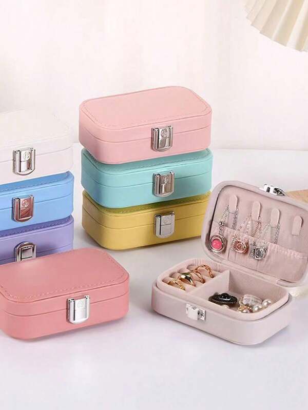 1 pieza Caja de almacenamiento de joyas estilo macaron con hebilla para collar, anillo, regalo y presentación