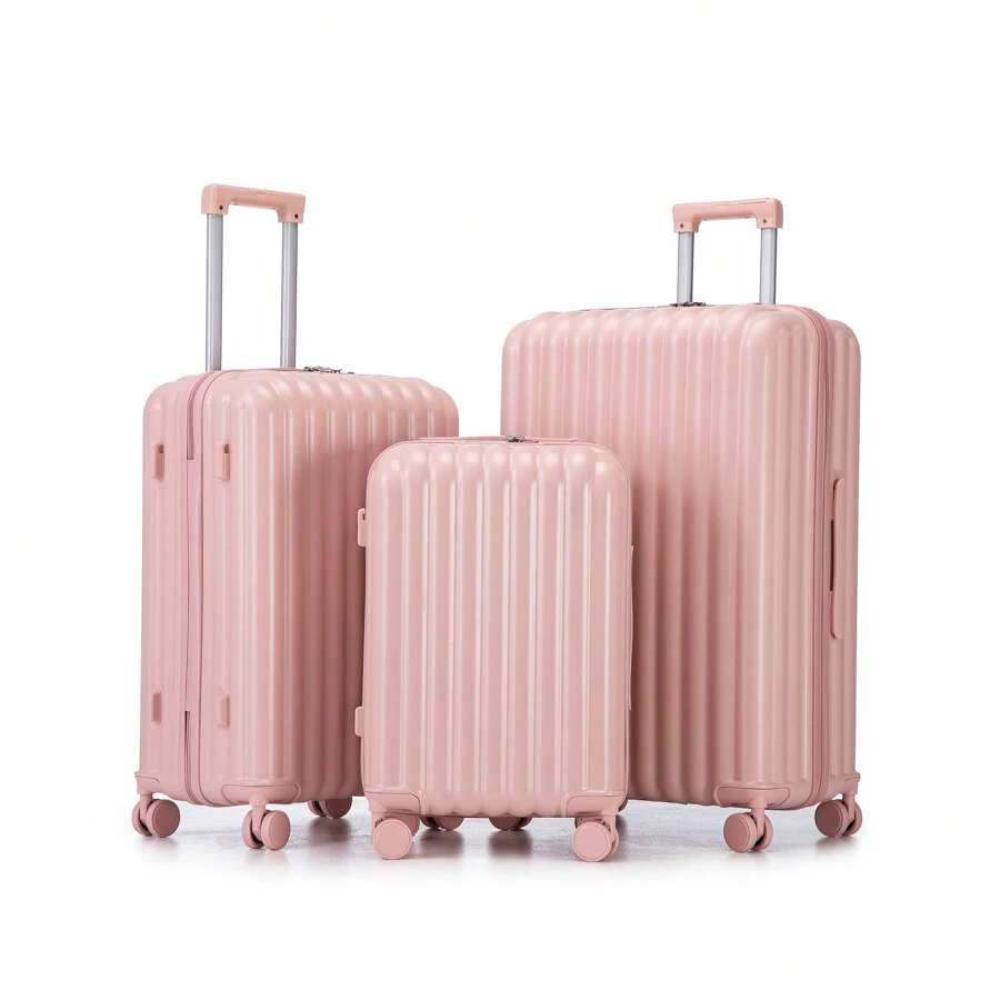 YOGLAD Luggage Sets Three Piece Expandable Lightweight Sturdy Suitcase Sets 360° Spinner Wheels Suitcase ABS Materials Sturdy With TSA Lock (20 24 28 Inch) - 粉色 - 查看 1