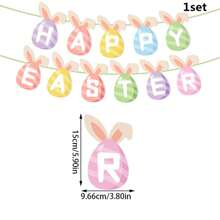 1set Easter Happy Cute Rabbit Carrot Decorative Banner , Festival Party Window Background Decorative Banner - Multicolor - View 7