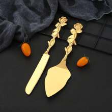 Wedding Cake Cutting Set Personalized Cake Knife Carving Pastry Pie Server Cake Pizza Knife Cake Lover Birthday Gift Wedding Birthday Anniversary Graduation Ceremony Cake Cutting Set - Kết cấu hoa hồng - Xem 5