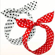 2/4pcs Polka Polka Dot Headband Suitable For Girls And Women, Vintage Bandana (Red, Black, White) Printed Headband From The 1950s, Cute Bow Dots, Hair Accessories For Women's Daily Use Turban Headband Sweatband
