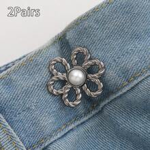 1/2/4 pares de hebillas de cintura con diseño floral, ajustadores de cintura para faldas y pantalones vaqueros - Hebillas desmontables para ajustar el tamaño de la cintura de pantalones y faldas sin necesidad de coser, herramienta perfecta para ajustar la cintura