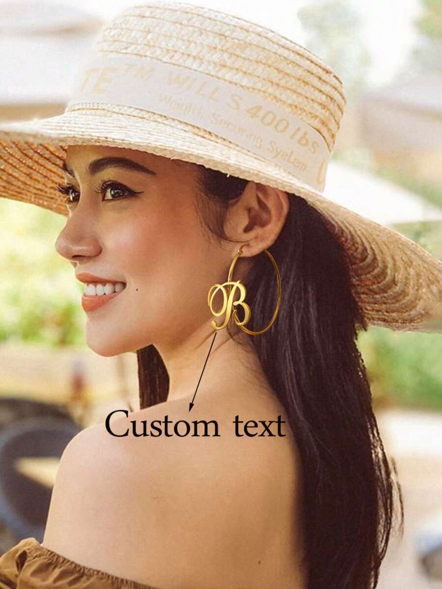 Custom Letter Design Stud Earrings Personalized Design Name Letter Number Charm Stud Earrings Jewelry | Gifts For Mom, Sister, Best Friend| Better Valentine's Day Gift Christmas Gift - Gold - View 1