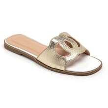 Women's Casual Versatile Flat Slide Sandals - Gold - View 2