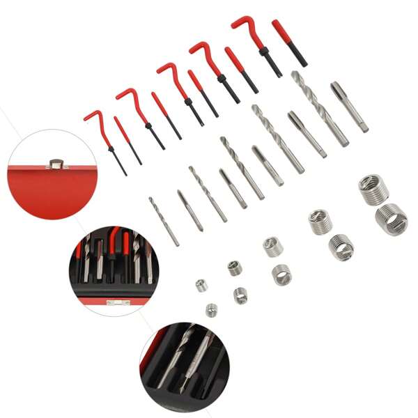YUNRUX Conjunto de reparo de rosca de 131 peças kit de reparo de rosca conjunto de reparo de helicóptero kit de reparo de bobina de 131 peças M5 - M12