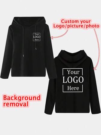 Skräddarsydd huvtröja för kvinnor - Fram & bak Anpassad design/företagslogotyp/arbetskläder grafik/danslagslogotyp/parfoto/matchning av föräldrar och barn - Lägg till din egen text och bilder (familjefoton/selfies/husdjur/vänner/festbilder), prydnadsföremål, Dawg, Unik, Anpassad, Anpassad, För henne, Fami present, Semester, för semester, för årsdagar