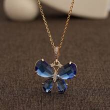 新款时尚优雅多色水晶蝴蝶吊坠项链，方晶锆石不锈钢颈链 - 节日及周年纪念礼物 - 蝴蝶型 - 查看 10