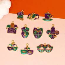 10 件各式化妆舞会面具吊坠，镀层，适合制作珠宝、歌剧、戏剧、喜剧和悲剧 DIY 工艺配件，用于耳环、手镯、项链