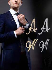 Vintage Versatile Men's English Letter Brooch, Suit Lapel Flower Badge, Unisex Fashionable Large Pin Clothing Accessory, High-End Suit Decoration, Sweater/Jacket Pins, Suitable For Parties, Weddings, Birthdays, Daily Wear, Holiday Gifts