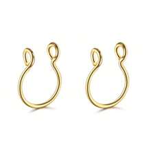 2Pcs Men's Fake Septum Nose Hoop Ring Stainless Steel Faux Lip Ear Nose Septum Ring Non Piercing Clip On Nose Hoop Ring Body Piercing Jewelry Gift