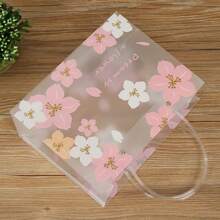 1/4pcs Transparent Pink Sakura Gift Bag With Handle Plastic PVC Gift Bags Suitable For Wedding Bridesmaids, Birthday, Baby Shower, Party Favors, Mother's Day, Spring/Summer (Large Size) - Random Color/Style, For Mother's Day , Bridesmaid Gifts , Gratuation Gifts , Birthday Gifts,Wedding Gifts,Birthday,Bride,Wedding
