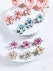 3 Stück/4 Stück/6 Stück/12 Stück blumenförmige Metalllockenklemmen für Mädchen, niedlich, minimalistisch, vielseitig für den täglichen Gebrauch, Frühjahr/Sommer Styles