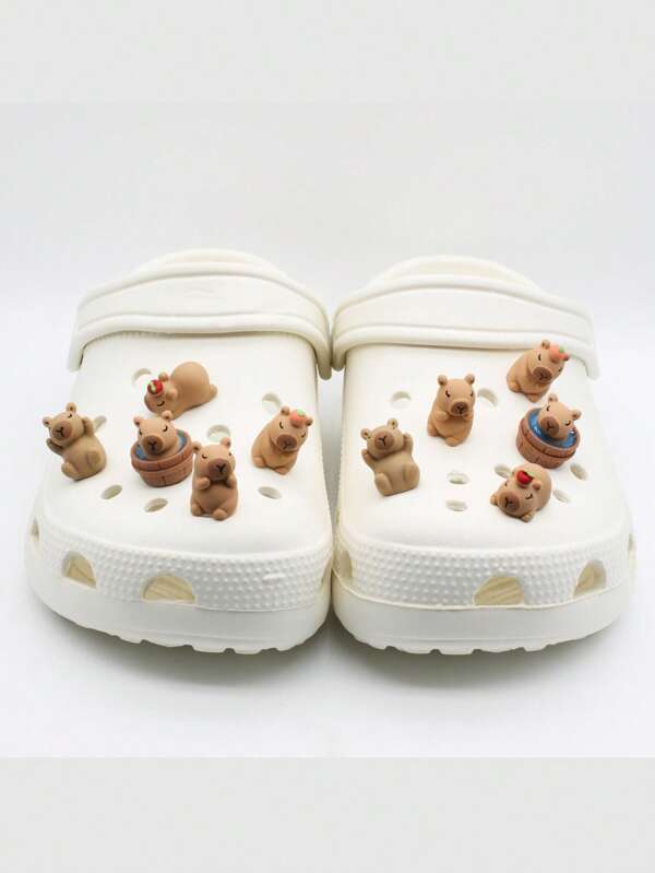 5PCS Cute Capybara Figurines Shoe Charms For Hollow Out Clags,Shoes Decoration DIY Accessories For Clogs Sandals
