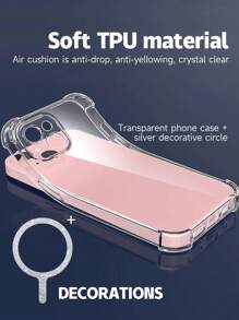 防震透明硅胶手机壳，兼容 13/11/12/13/14 Pro Max/15 Pro Max/16 Pro Max/16 Pro/Galaxy、Mi、Redmi，TPU 保护后盖 1 件全新透明磁性星空壁纸防水防摔防刮 - 無色 - 查看 2