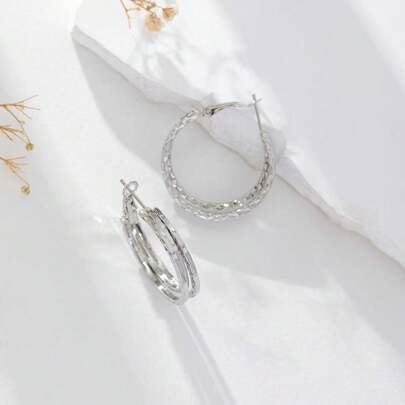 欧美ins网红同款多层花朵圆圈耳环女个性简约优雅耳钉