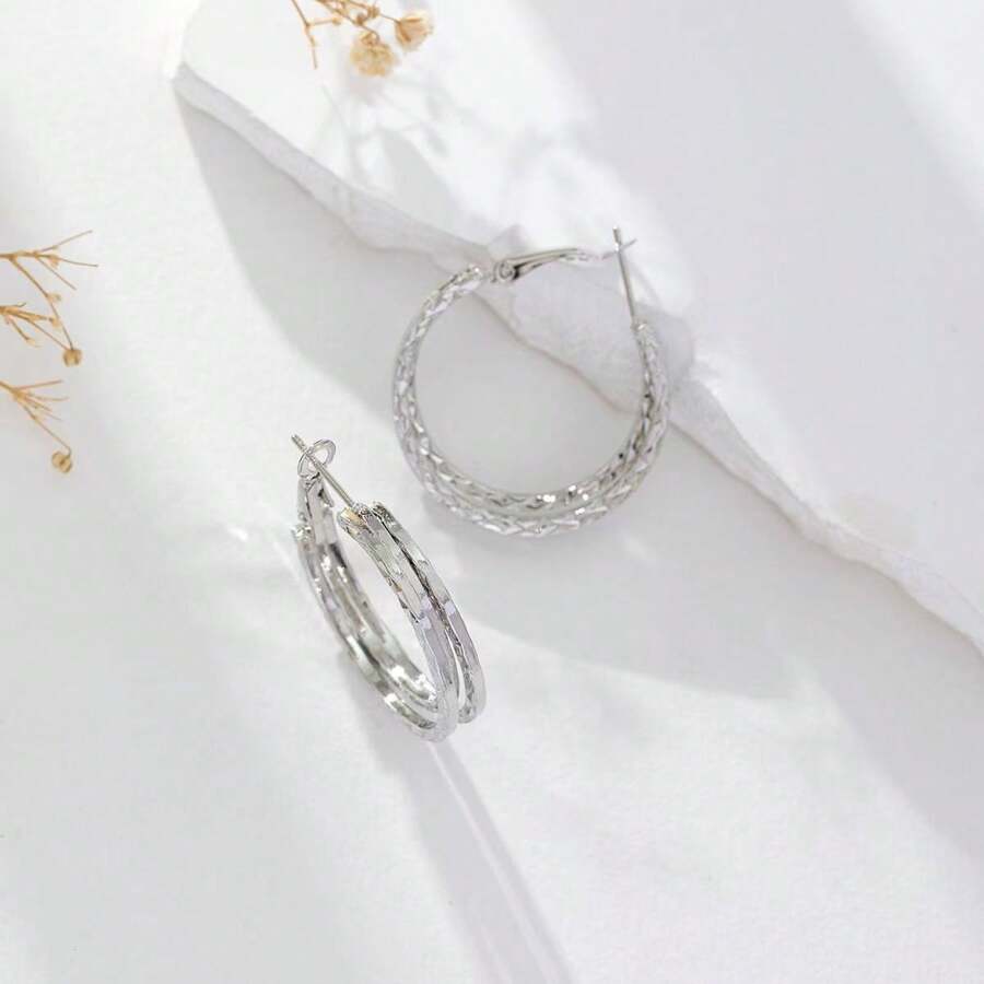 欧美ins网红同款多层花朵圆圈耳环女个性简约优雅耳钉 - 彩色 - 查看 1