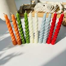 1 caja con 2 piezas de velas en espiral tipo taper, de 6.7 pulgadas/17 cm, diámetro de base de 2 cm, con un tiempo de quemado de 4 horas, sin goteo, diseño en forma de taper, sin fragancia, para decoración de fiestas, bodas y cenas - Multicolor - Ver 5