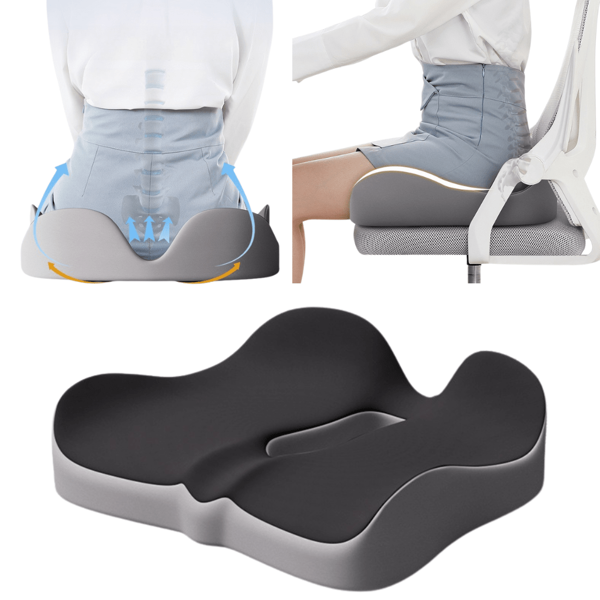 1 pieza Cojín de asiento ergonómico, cojín para silla, asiento de coche, almohadilla para oficina, cojín para sentarse prolongadamente, cojín para estudiante