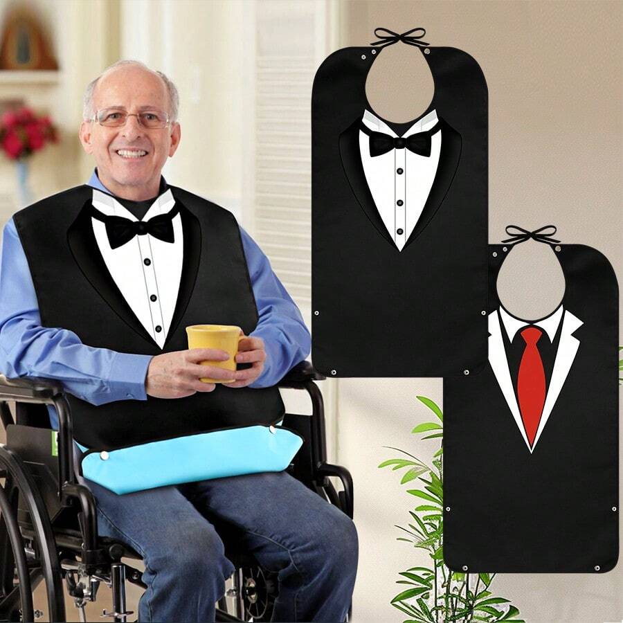 1 Adult Bib Design, Waterproof And Oil-Proof Cleaning Apron, Used For Dining And Eating, Protecting The Elderly's Clothes When Eating, Unisex