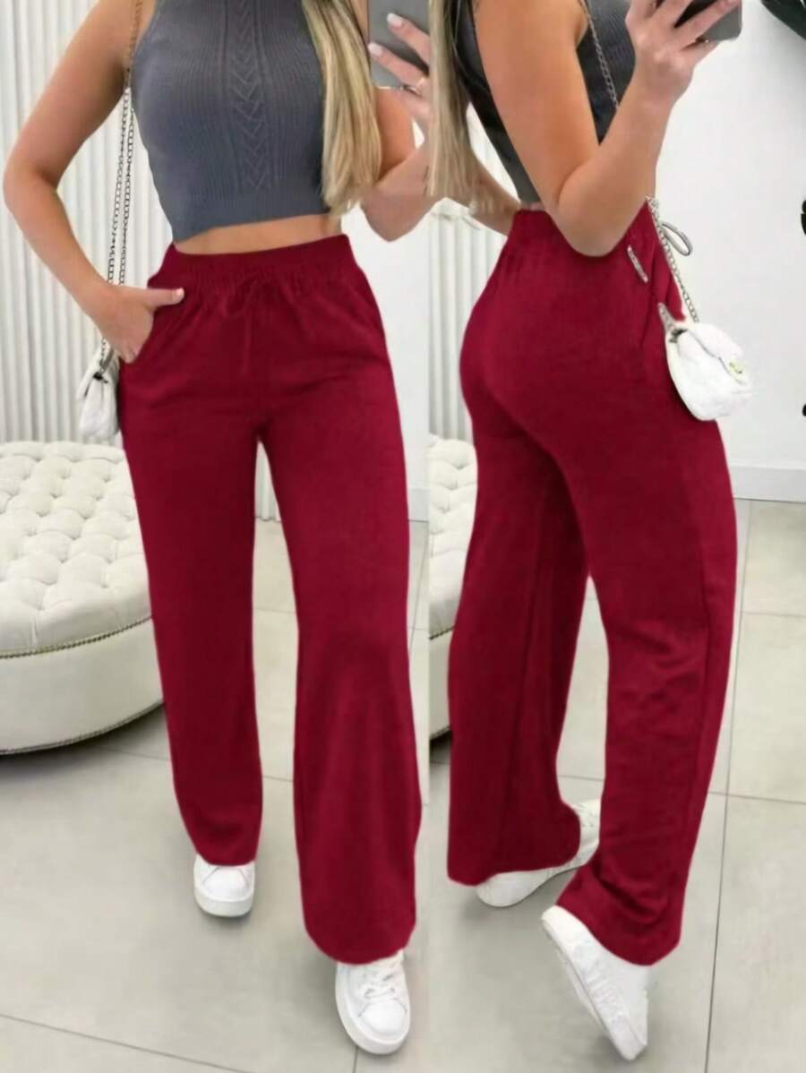 Winde Leggings Pants With Fleece - Màu Đỏ Sâu - Xem 1