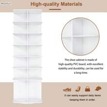 MoolSun 6/7-Story Rotating Display Rack,Self-Supporting 360 ° Rotating Shoe Organizer, High Sole Design ,Storage Rack, Rotating Shoe Display, 360 Degree Storage Circular Rotating Display Rack, Bag Rotating Display Rack,Suitable For 24/28 Pairs Of Shoes (6/7-Story White)Suitable For Entrance, Bedroom, Living Room, Office, Conference Room Rotating Storage Platform. - B2(7層白色) 高底設計 - 查看 7