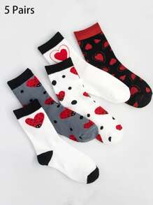 5 Pairs Assorted Color Women's Casual Ankle Socks With Insect Print, Versatile For Daily Wear, Couples, Outdoor, Party, Y2K, School, Soft, Breathable
