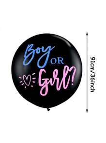 Palloncino nero da 36 pollici con cerchio perfetto per la rivelazione del sesso, decorazione per feste per bambini e bambine "boy or girl"