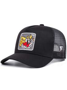 1 pieza Gorra de béisbol con bordado de dibujos animados a la moda, gorra snapback de malla unisex para deportes al aire libre, eventos y uso casual