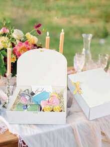 10 cajas de regalo con tapa blanca, cajas de regalo a granel con tapa, cajas de regalo para damas de honor (con cinta), adecuadas para bodas, cumpleaños, baby showers y otras fiestas. Cajas de regalo para el Día de San Valentín, cajas de regalo para el regreso a clases en el Día de San Valentín. - Blanco - Ver 8