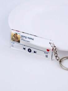 1pc Custom Acrylic Music Player Keychain, Personalized Photo And Text Customization Keychain, Suitable For Couples, Family And Friends, Holiday Gifts - Multicolor - View 1