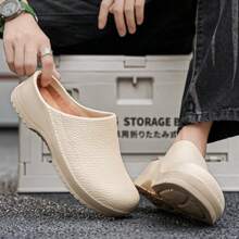 Men Slippers Couples Garden Clog Women Water Proof Chef Shoe Comfortable Sandal Slippers For Pet Workers Outdoor Fishing Shoes - 白色 - 查看 4