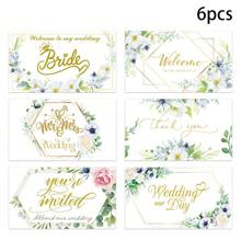 6 etiquetas para botellas de agua para boda, con mensaje de bienvenida y agradecimiento, decoración con flores y follaje para el día de la boda, pegatinas para botellas de agua para boda