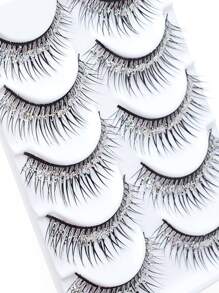 5 Pares/Caja de pestañas con brillo plateado y rhinestones, pestañas brillantes tipo hada, elegantes y relucientes para actuaciones en el escenario, Navidad, nieve, Día del niño y maquillaje de Halloween, pestañas gruesas para niños