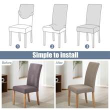 Pokrowce na krzesła do jadalni Zestaw 4 pokrowców na krzesła Pokrowce na krzesła do jadalni Elastyczne pokrowce na krzesła kuchenne Parsons, beżowe, XL Pokrowce na krzesła do jadalni Elastyczne pokrowce na krzesła z wysokim oparciem z żakardu do salonu Kuchnia Możliwość prania w pralce
