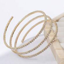 1pc European & American Fashion 3-Row Hollow Bracelet, Sweet Rhinestone Bangle, Charming Party Accessory, Ideal Gift For Girlfriend