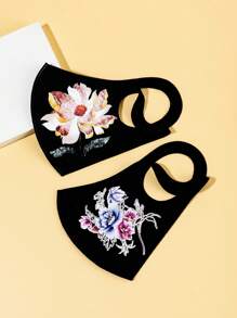 1 szt. personalizowana kolorowa maska na twarz z nadrukiem motyli i kwiatów, lekka, oddychająca, chroniąca przed słońcem, odpowiednia na festiwale, imprezy, na zewnątrz, do noszenia na co dzień