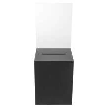 CNCEST Tall Acrylic Donation Container, 8.5" X 8.5" X 11" Extra Large Suggestion Box With Key & Lock Ballot Box Sign Holder Storage For Voting, Raffle, Tip Jar (Black/Transparent)