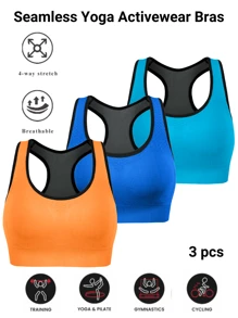 Racerback Sports Bras For Women Seamless Activewear Bras Padded Workout Gym Sleep Everyday Bra Sports Bras For Women Wireless Underwear Bralette Compression Fashion Loungewear - Royal Blue - View 1
