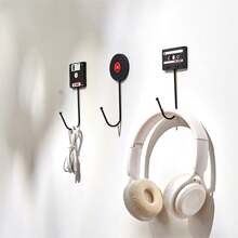 Vintage Style Storage Hooks, Computer/Disk/Tape Shaped Non-Nail Hanging Hooks For Suspending Headphones, Backpacks, Stationery, Mugs. Sturdy Enough For Office Cubicles/Study/Gaming Rooms